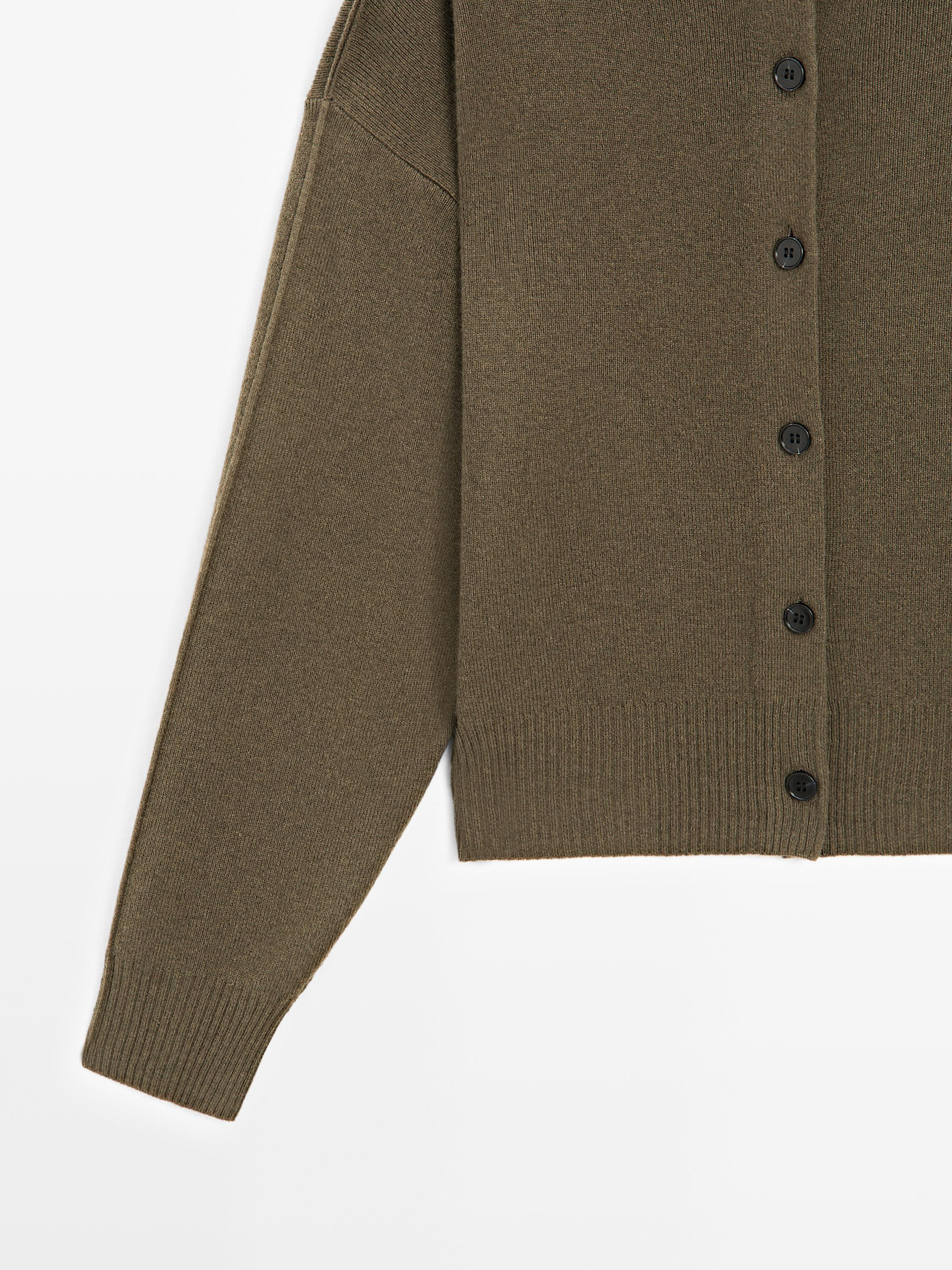 Wool blend knit cardigan with seam details